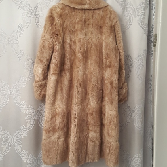 Genuine Muskrat Long Fur Coat Large Tan Women's - Picture 5 of 7